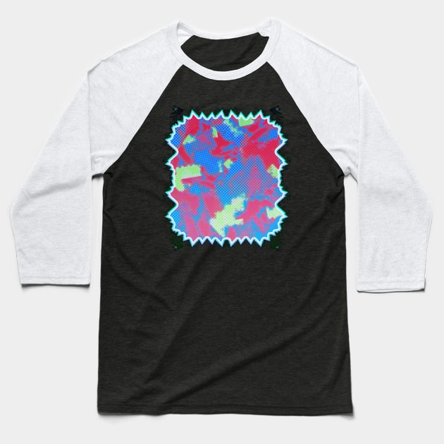 Neon Glitch Fusion - Dazzling Abstract Pop Art Baseball T-Shirt by JDWFoto